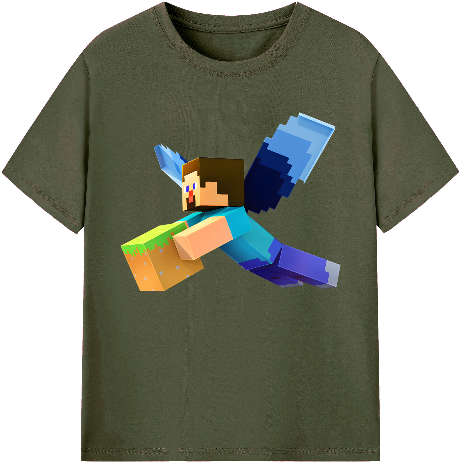 （画像用） マインクラフト ブロックの世界 Minecraft MC Block world 綿100％ メンズ半袖Tシャツ｜肌触りやわらか＆通気性